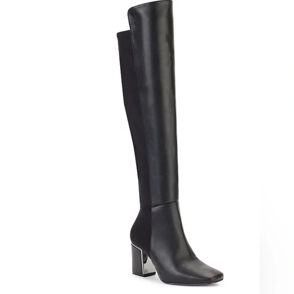 DKNY black Leather & microfiber Over The Knee Boots size 11‎ new